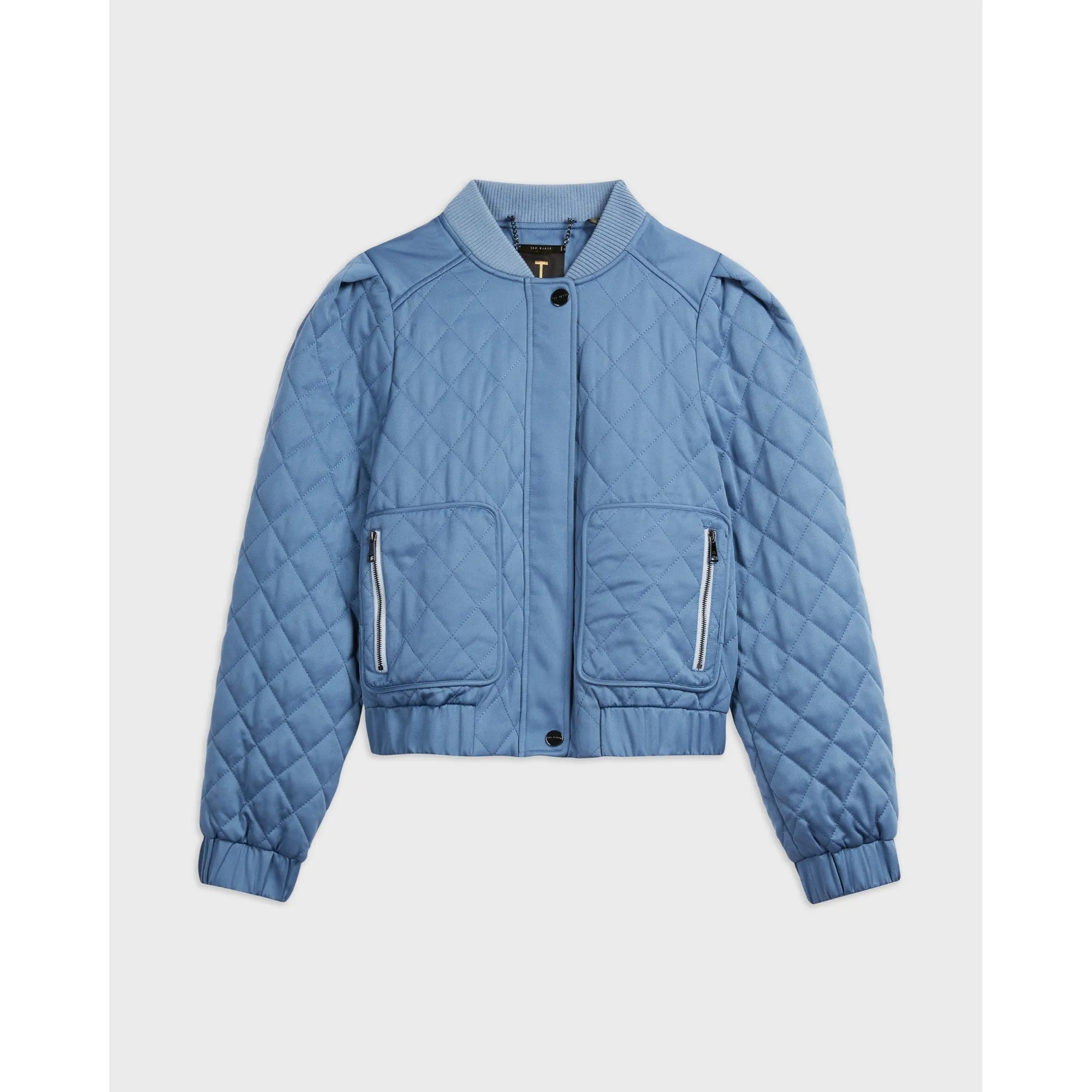 Women Wmj-Abigayl-Quilted Bomber With Exaggerated Shoulder - Mid-Blue