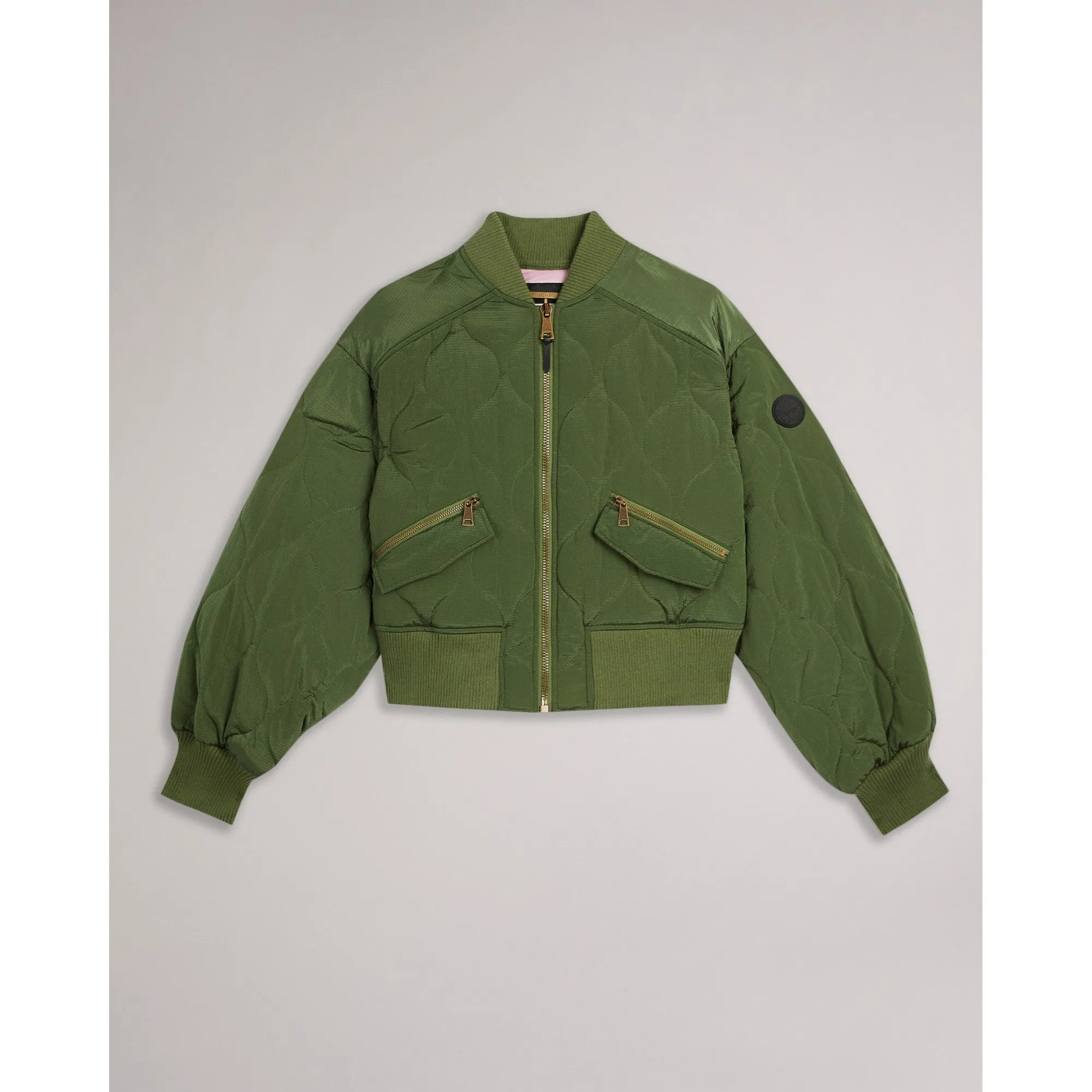 Women Wmo-Aelexis-Onion Quilted Bomber Jacket - Green