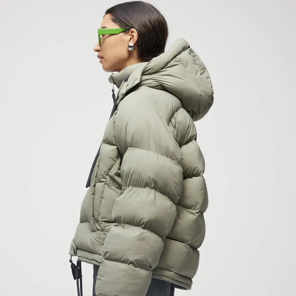 Women's Dull Green Puffer Jacket